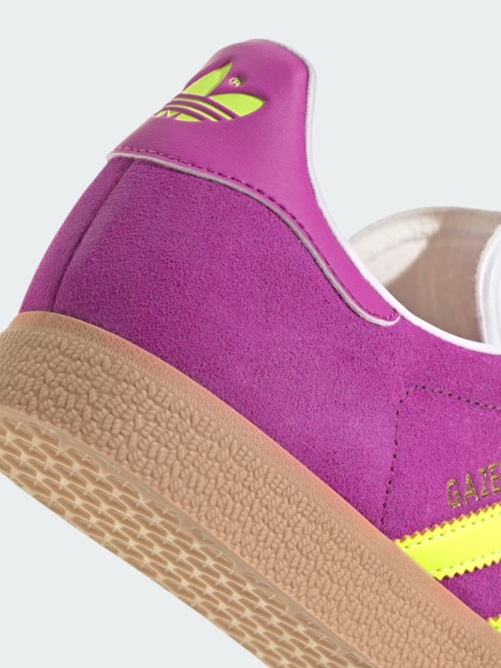 Adidas Originals Gazelle Suede Shoes Sz 7.5 Purple Yellow Stripe Sneakers - Picture 15 of 16